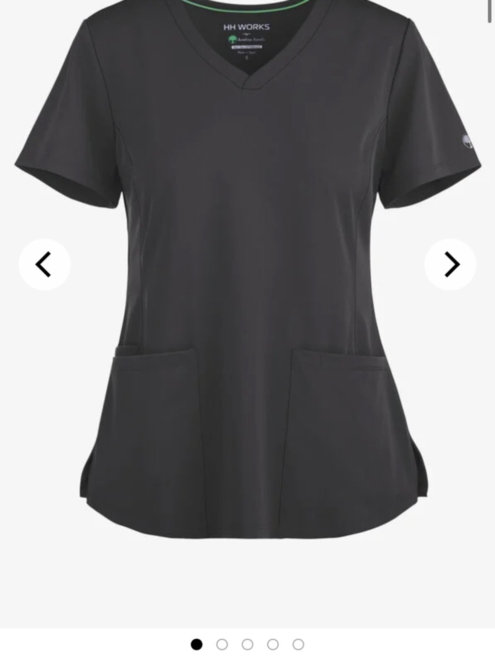 healing hands Black V‑Neck Short Sleeve Medical Top